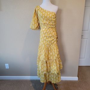 NWT Veronica Beard Virginia One-Shoulder Tiered Dress, Size 6